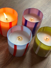 Load image into Gallery viewer, WHITE &amp; GREEN STRIPED SOY CANDLE