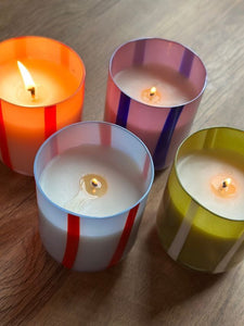 WHITE & GREEN STRIPED SOY CANDLE