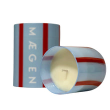 Load image into Gallery viewer, RED &amp; BLUE STRIPED SOY CANDLE