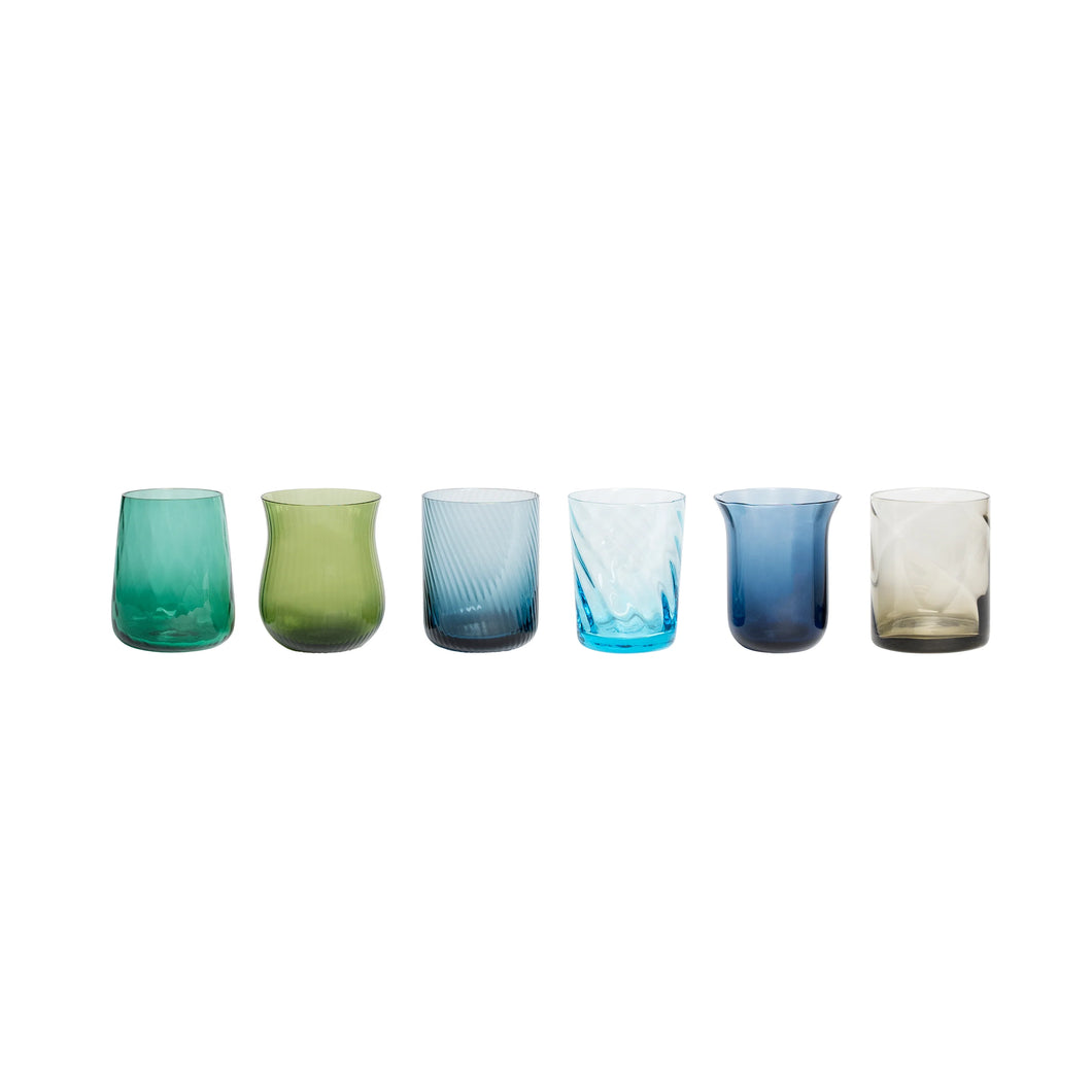 BLUE GREEN WATER GLASSES-SET OF 6