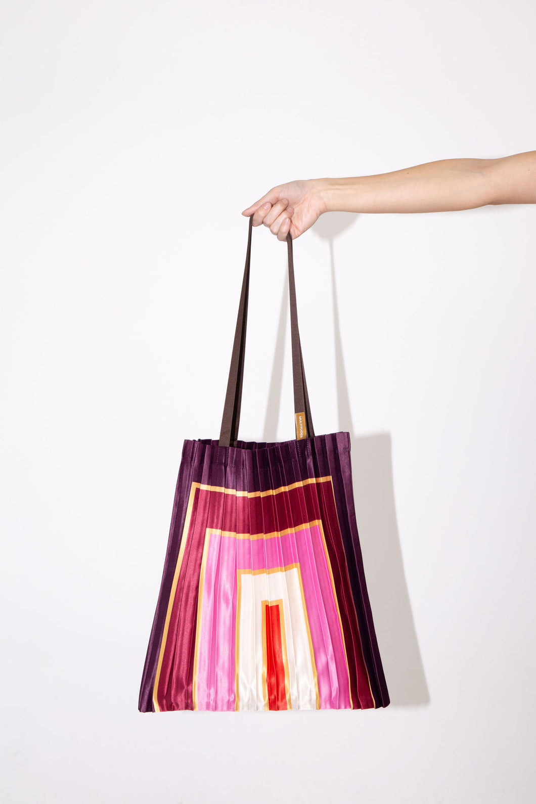 PLEATED BAG - STRIPED PINK