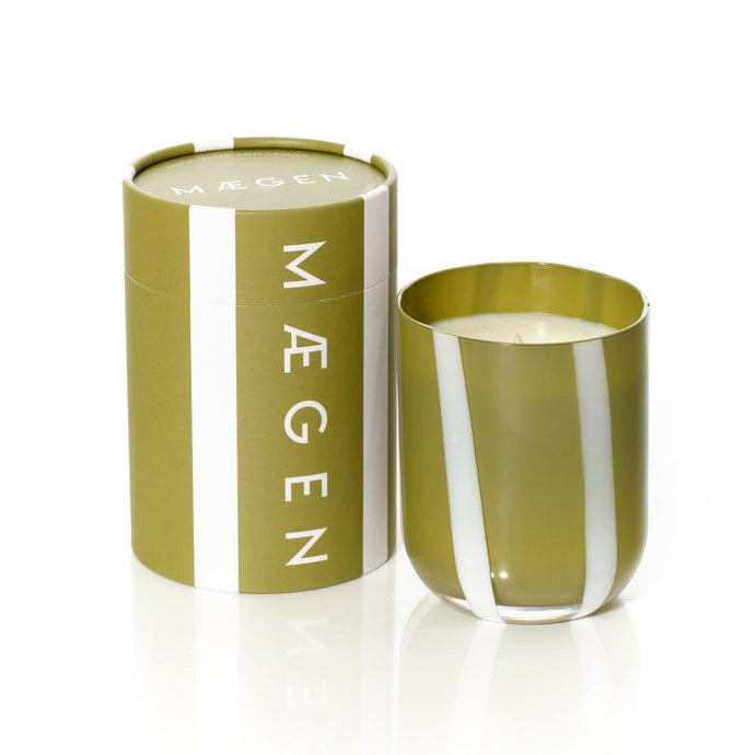 WHITE & GREEN STRIPED SOY CANDLE